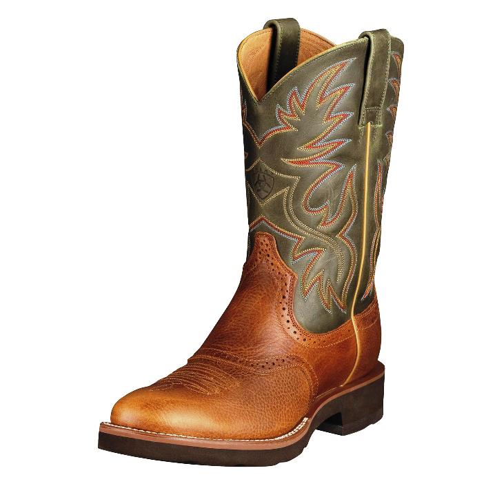 Ariat Men's Heritage Crepe Tan/Green/Chocolate Roper Ariat Men's Heritage Crepe Tan/Green/Chocolate Roper